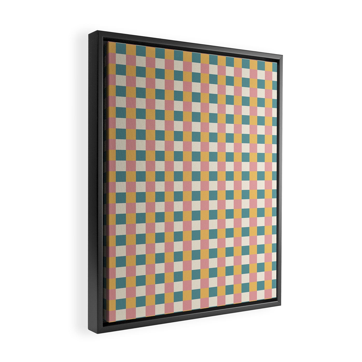 Checkered Multicolor Pattern XXIX Beachy Summer Framed Canvas Print Gallery Image 2