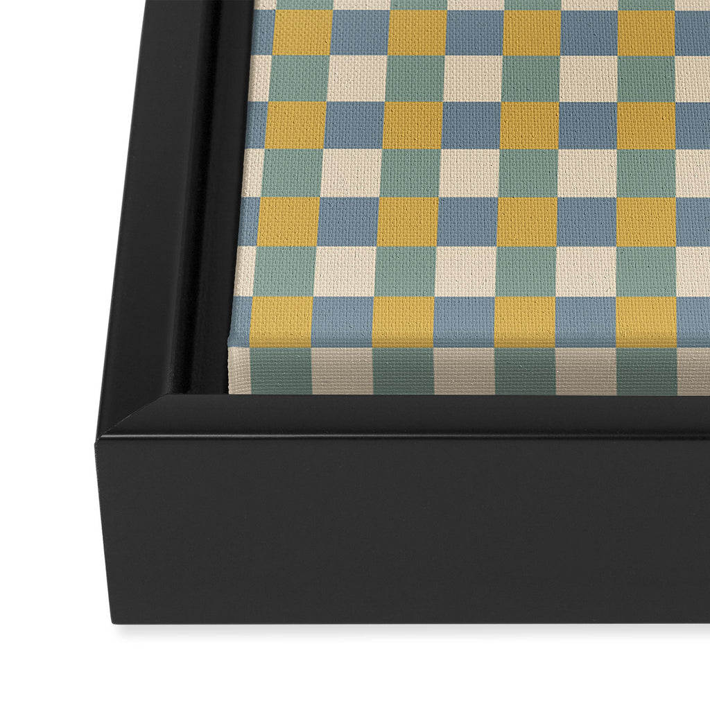Checkered Multicolor Pattern XXVI Natural Summer Framed Canvas Print Gallery Image 3