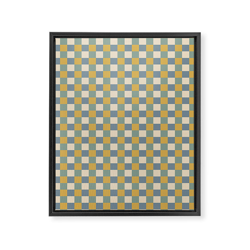 Checkered Multicolor Pattern XXVI Natural Summer Framed Canvas Print Gallery Image 8