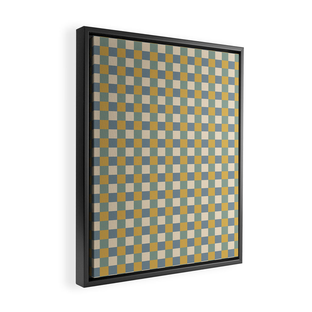 Checkered Multicolor Pattern XXVI Natural Summer Framed Canvas Print Gallery Image 2