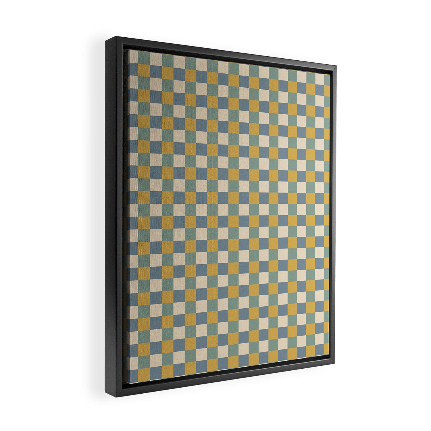 Checkered Multicolor Pattern XXVI Natural Summer Framed Canvas Print Gallery Image 2