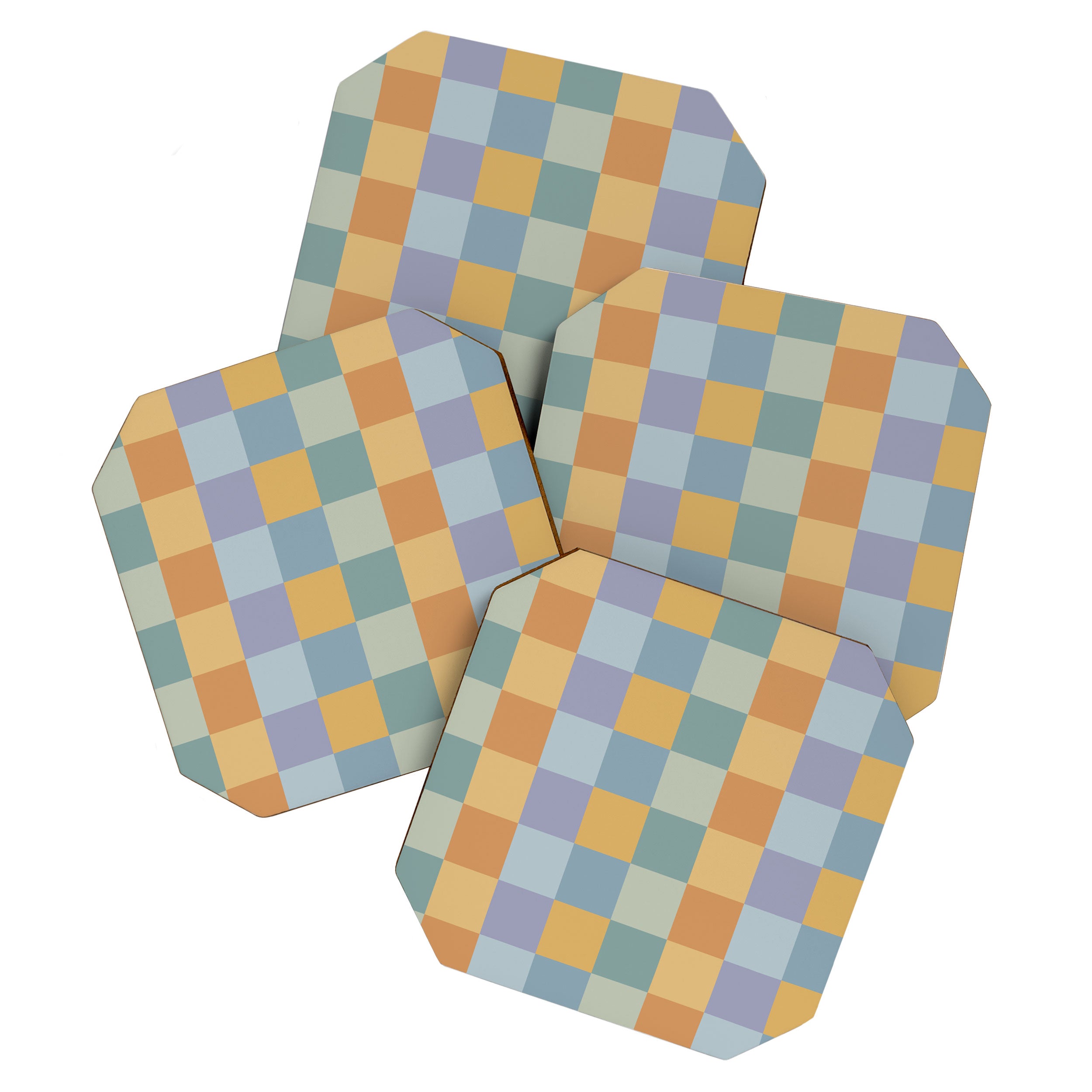 Checkered Multicolor Pattern XXVII Natural Summer Coaster Gallery Image 1