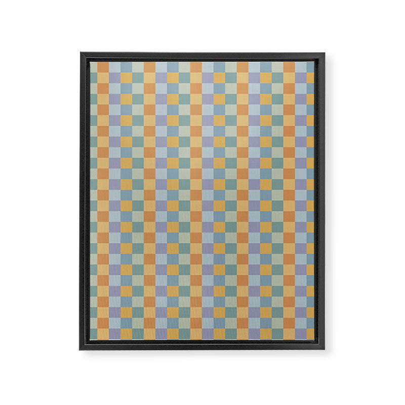 Checkered Multicolor Pattern XXVII Natural Summer Framed Canvas Print Gallery Image 8