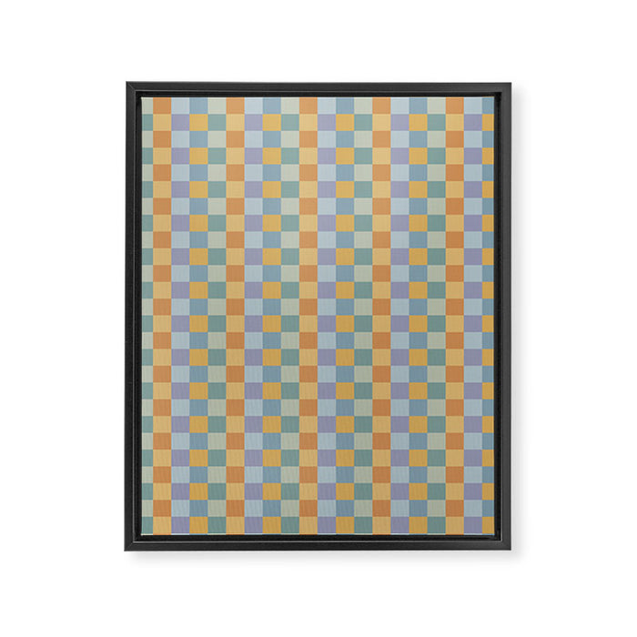 Checkered Multicolor Pattern XXVII Natural Summer Framed Canvas Print Gallery Image 1