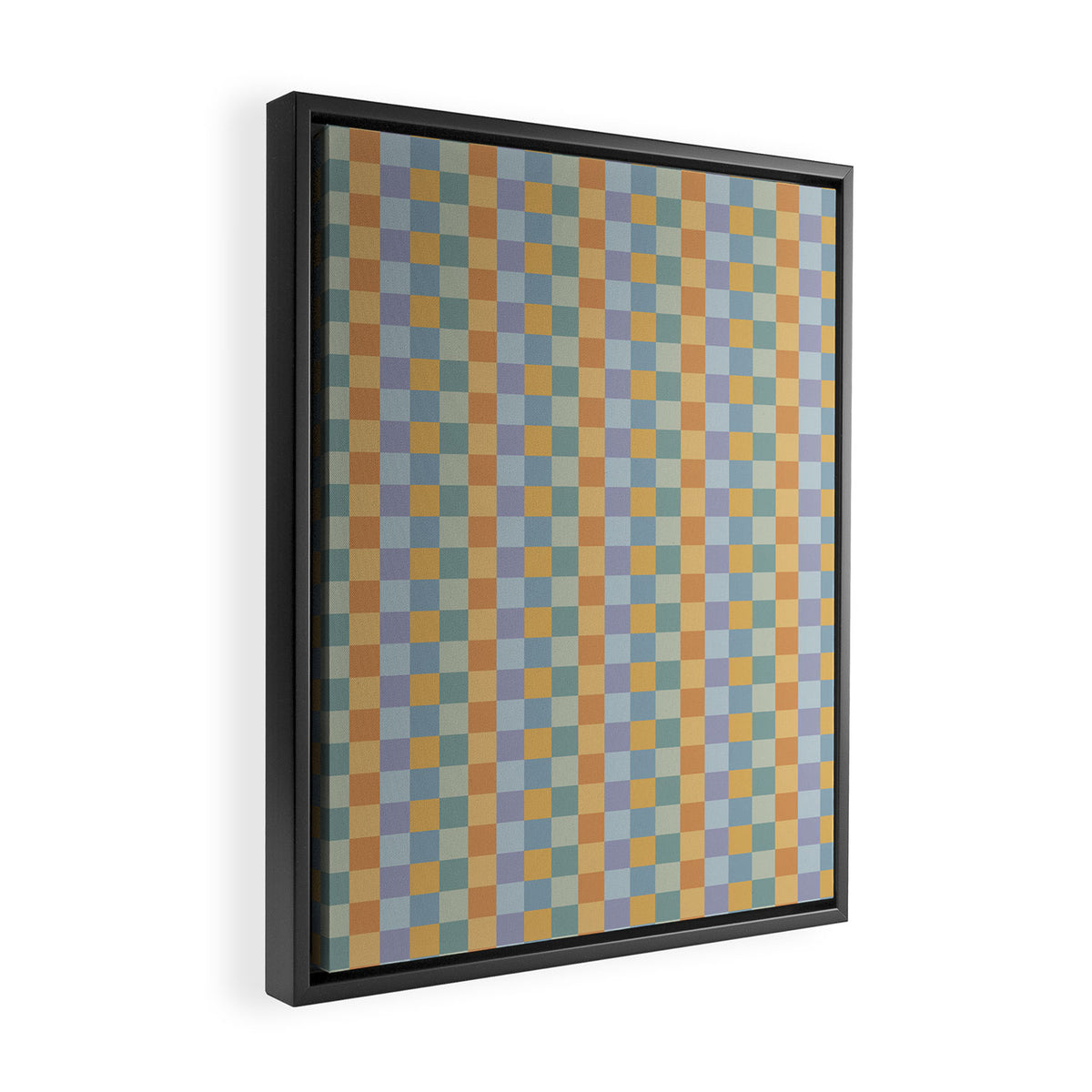 Checkered Multicolor Pattern XXVII Natural Summer Framed Canvas Print Gallery Image 2