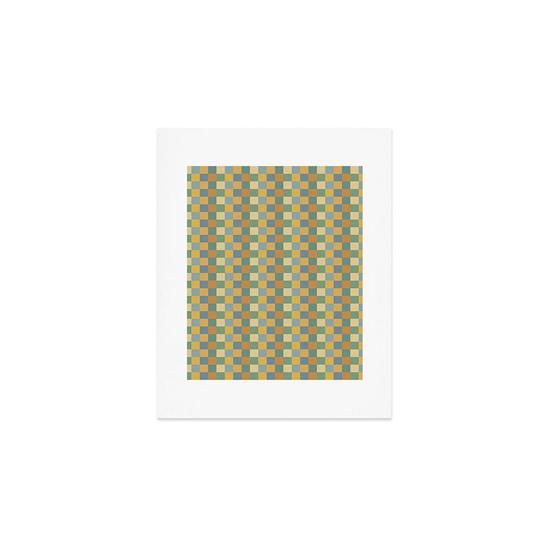 Checkered Multicolor Pattern XXVIII Vintage Summer Art Print Gallery Image 1