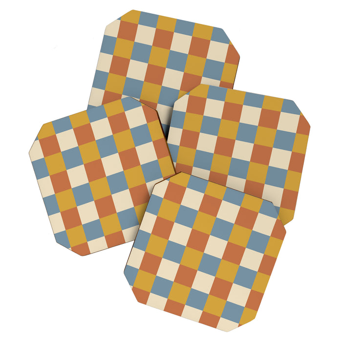 Checkered Multicolor Pattern XXXI Retro Summer Coaster Gallery Image 1