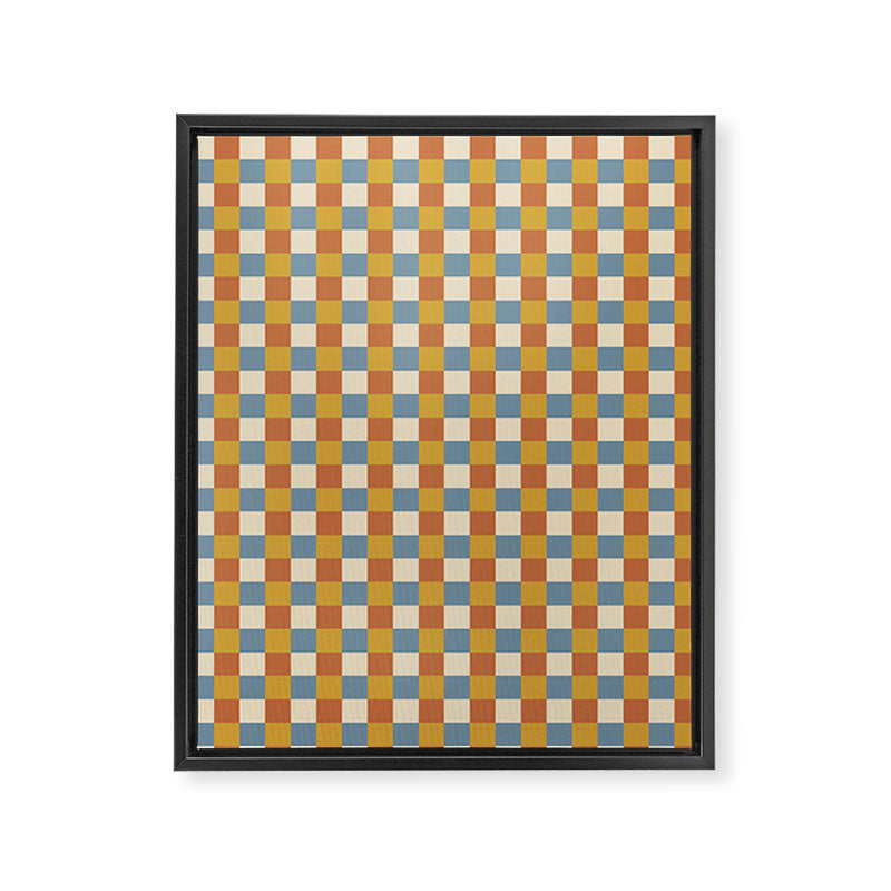 Checkered Multicolor Pattern XXXI Retro Summer Framed Canvas Print Gallery Image 8
