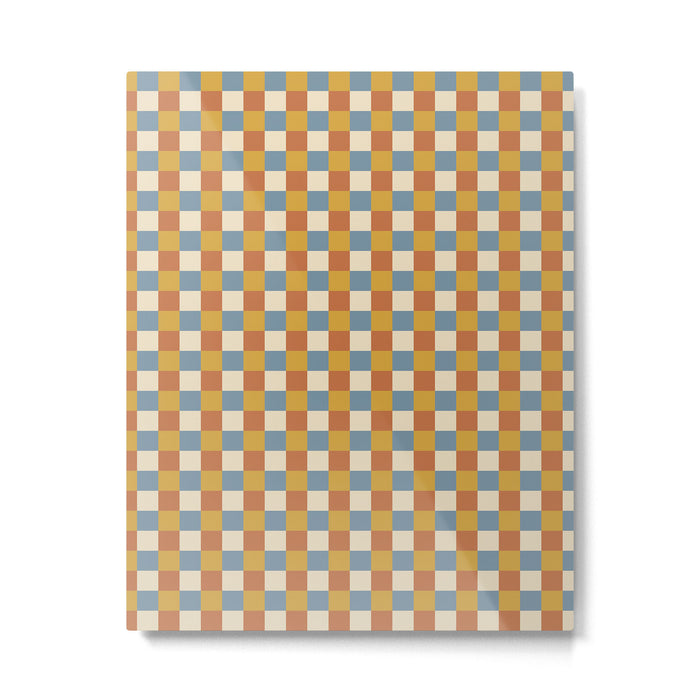 Checkered Multicolor Pattern XXXI Retro Summer Metal Print Gallery Image 1