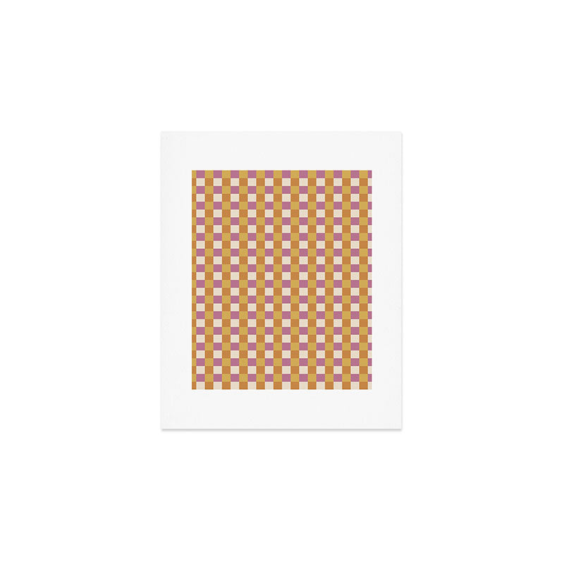 Checkered Multicolor Pattern XXXII 60s Summer Pink Orange Art Print Gallery Image 1