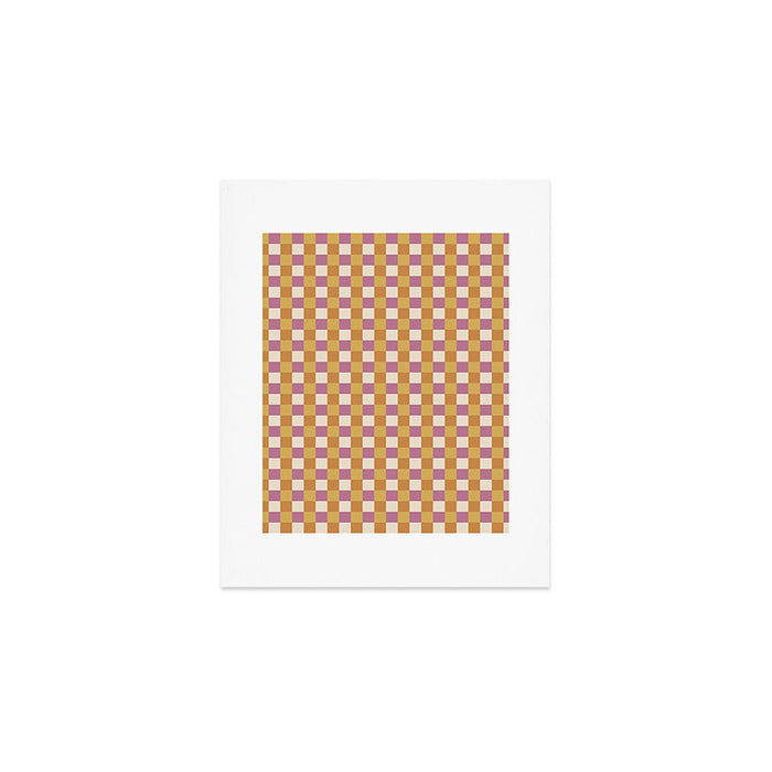 Checkered Multicolor Pattern XXXII 60s Summer Pink Orange Art Print Gallery Image 1