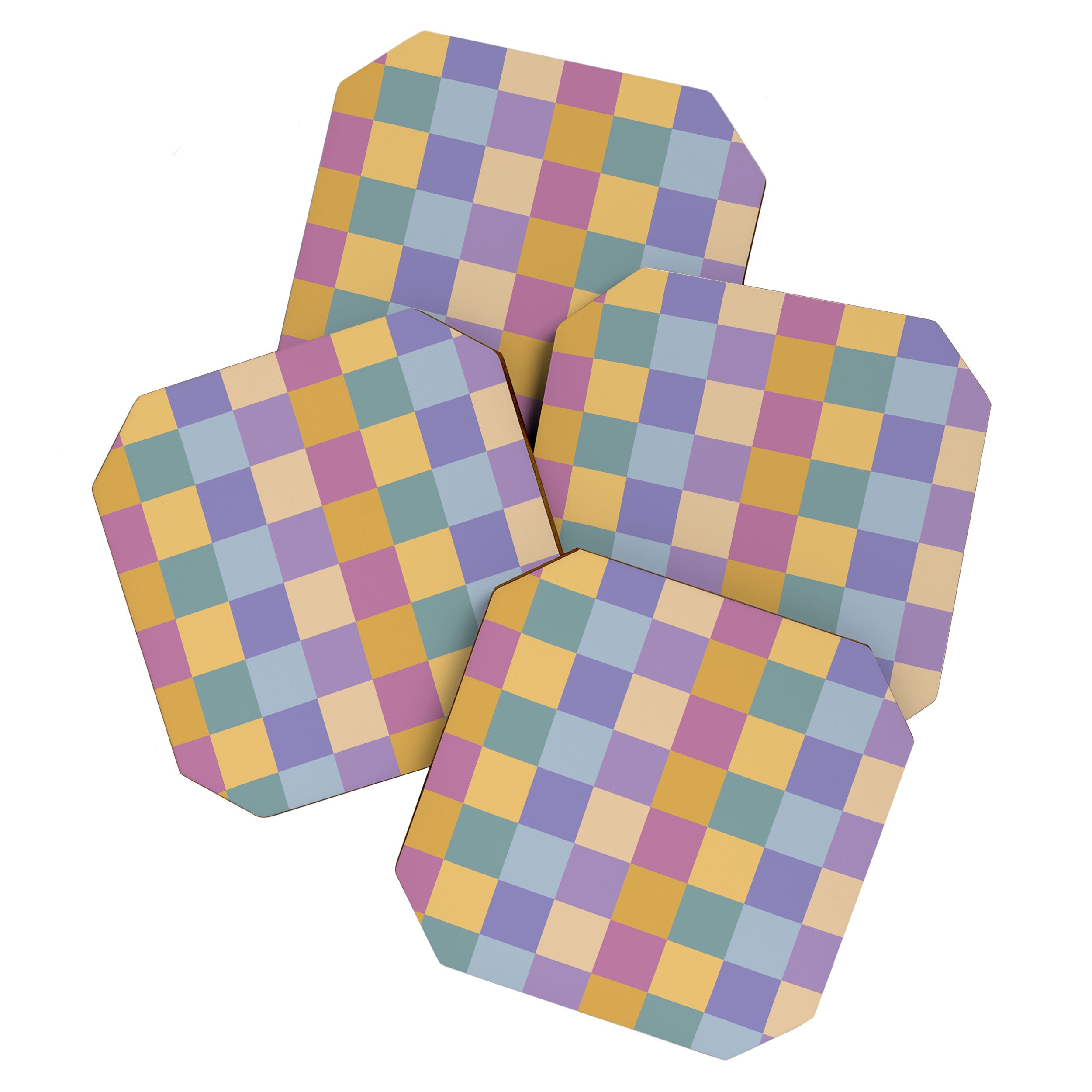 Checkered Multicolor Pattern XXXV Colorful 90s Coaster Gallery Image 1