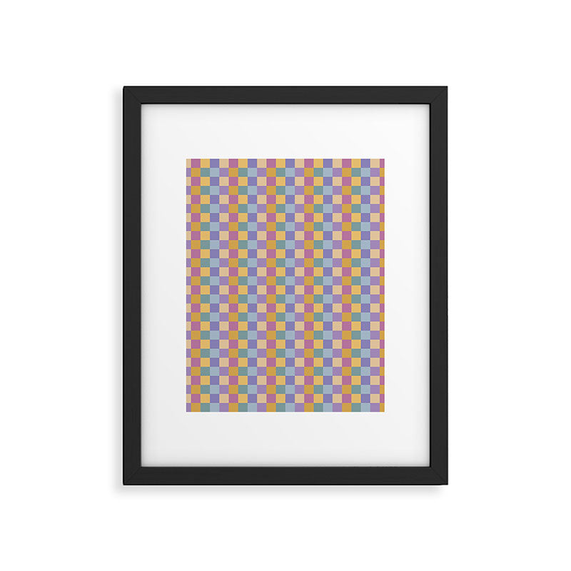 Checkered Multicolor Pattern XXXV Colorful 90s Framed Art Print Gallery Image 6