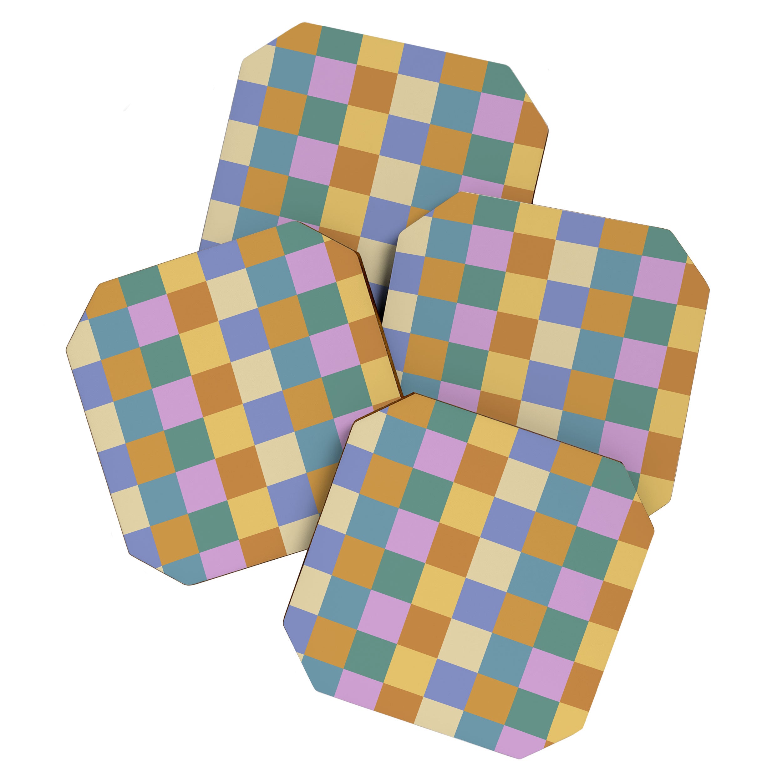 Checkered Multicolor Pattern XXXVI Colorful Summer Coaster Gallery Image 1