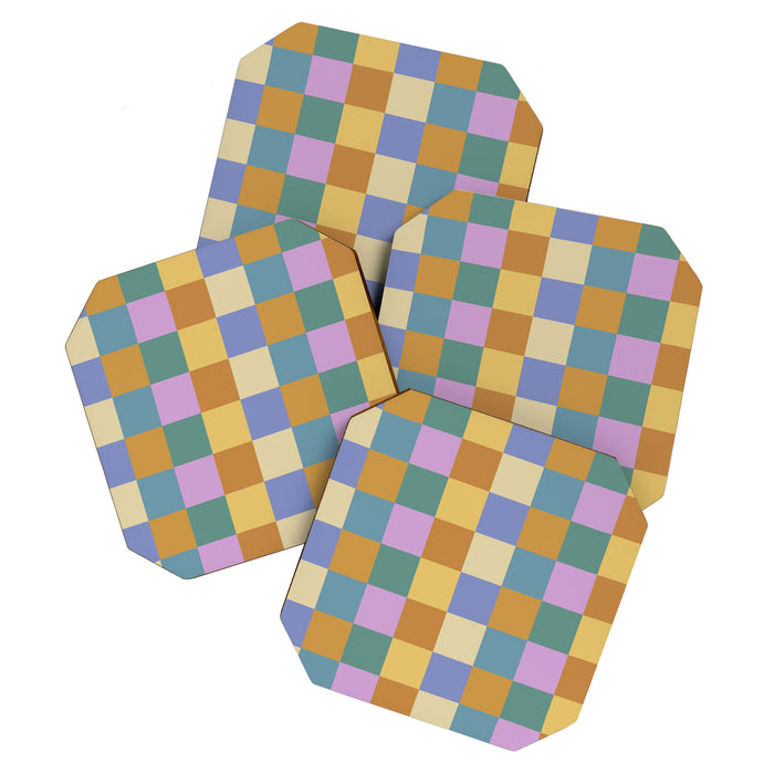 Checkered Multicolor Pattern XXXVI Colorful Summer Coaster Gallery Image 1
