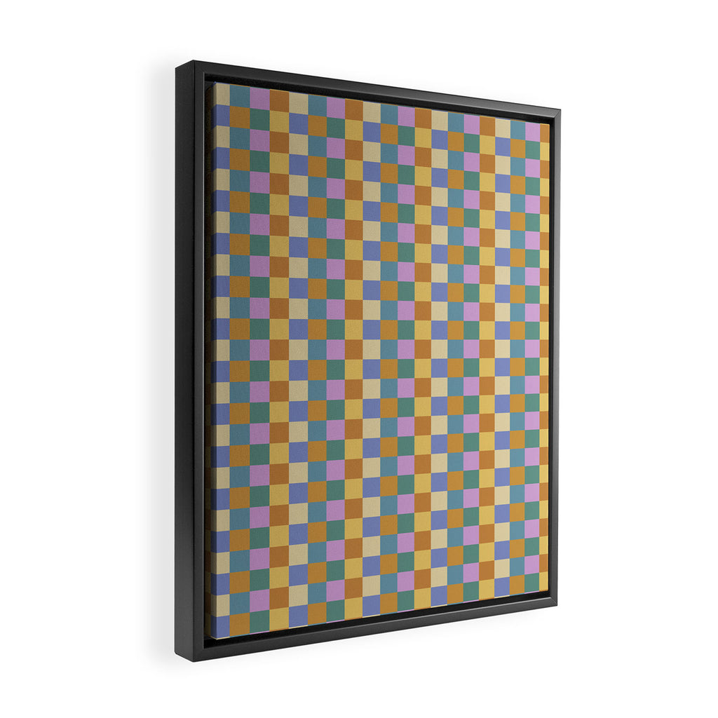 Checkered Multicolor Pattern XXXVI Colorful Summer Framed Canvas Print Gallery Image 2