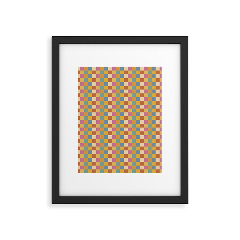 Checkered Multicolor Pattern XXXVII Colorful Summer Framed Art Print Gallery Image 6