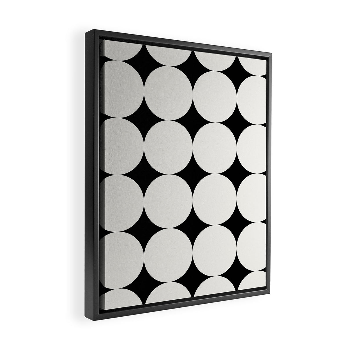 Circular Minimalism - Black & White Framed Canvas Print Gallery Image 2