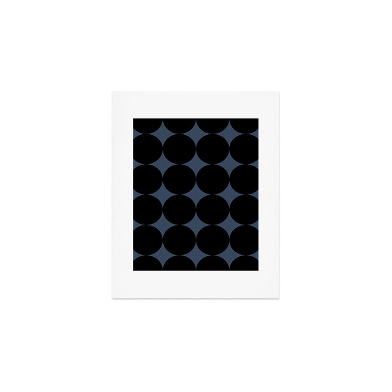 Circular Minimalism - Retro Blue Black Art Print Gallery Image 1