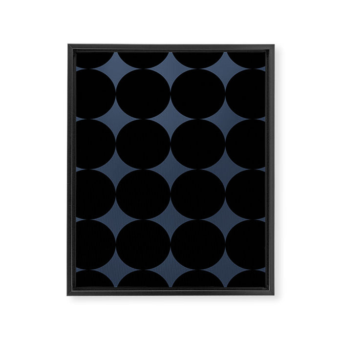 Circular Minimalism - Retro Blue Black Framed Canvas Print Gallery Image 1