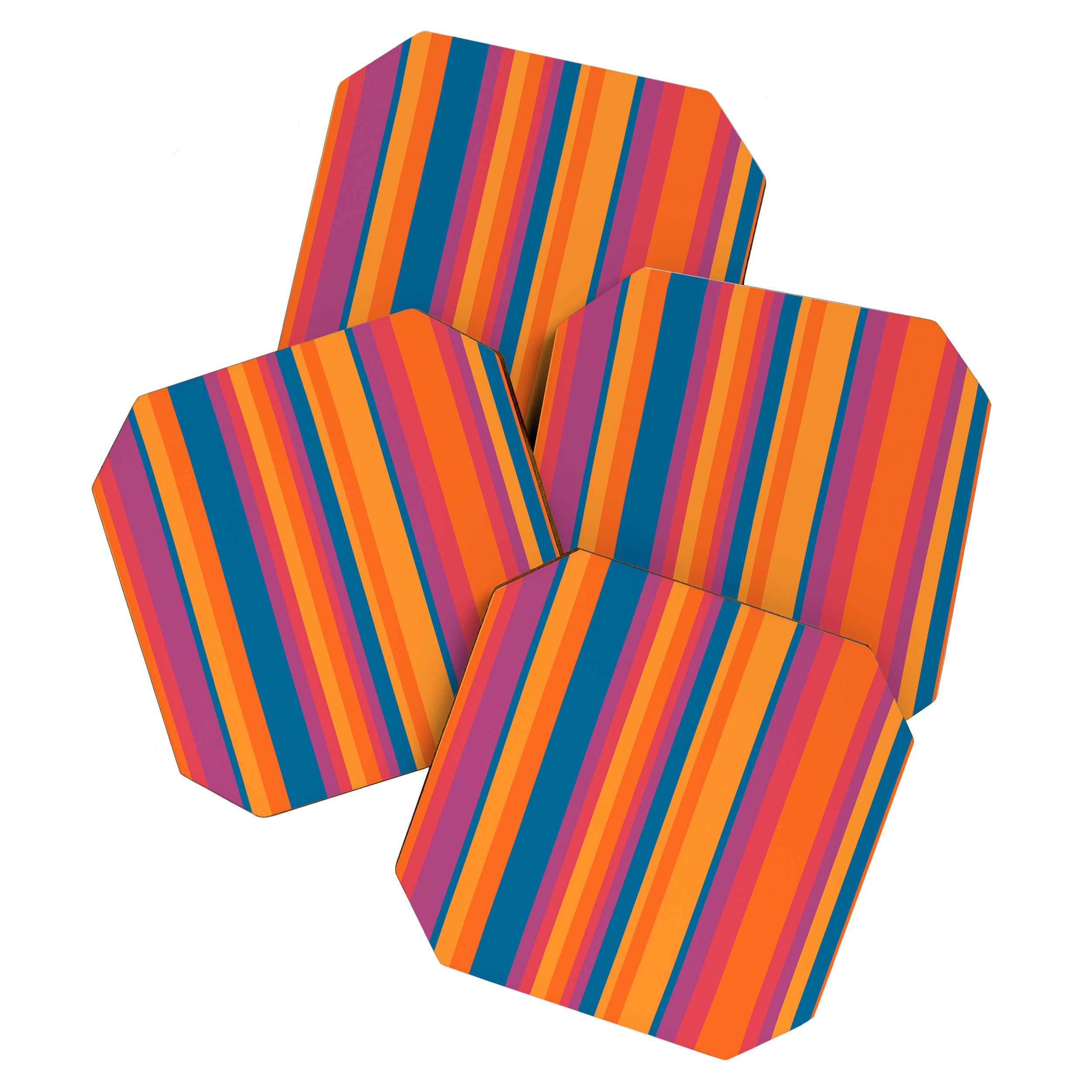Classic Stripes III - Retro Rainbow  Coaster Gallery Image 1