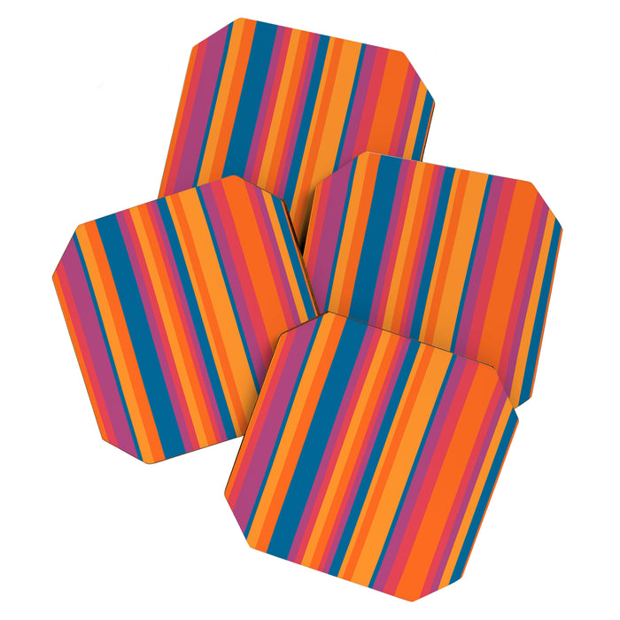 Classic Stripes III - Retro Rainbow  Coaster Gallery Image 1