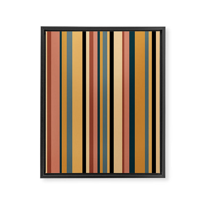 Classic Stripes X - Vintage Neutral Framed Canvas Print Gallery Image 1