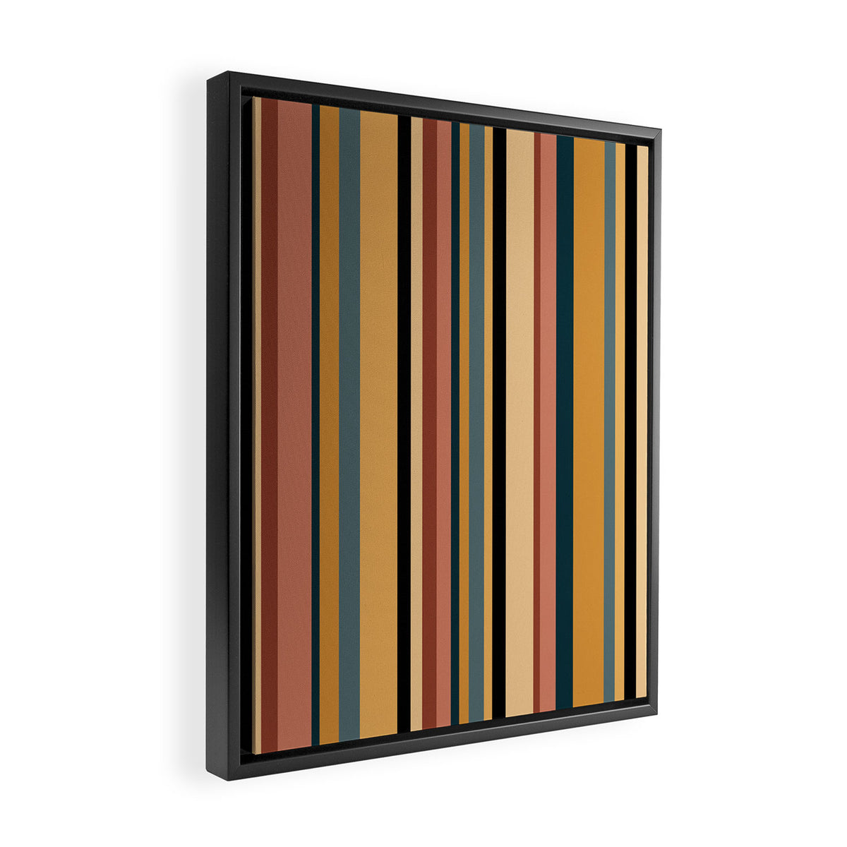 Classic Stripes X - Vintage Neutral Framed Canvas Print Gallery Image 2