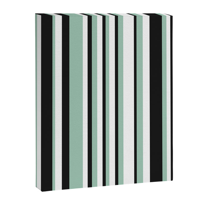 Classic Stripes XII - Mint, Black and White Canvas Print Gallery Image 1