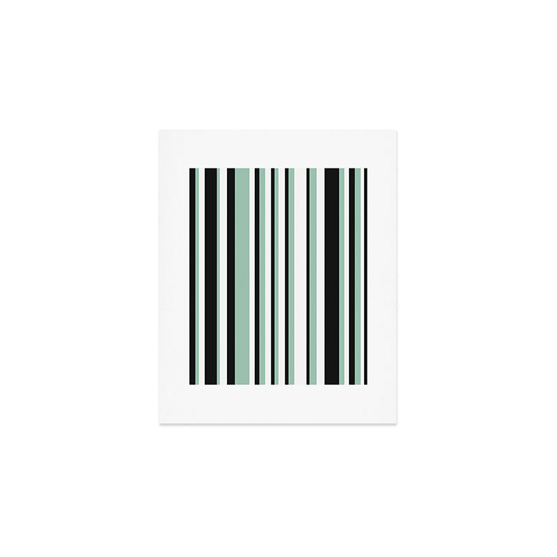 Classic Stripes XII - Mint, Black and White Art Print Gallery Image 1