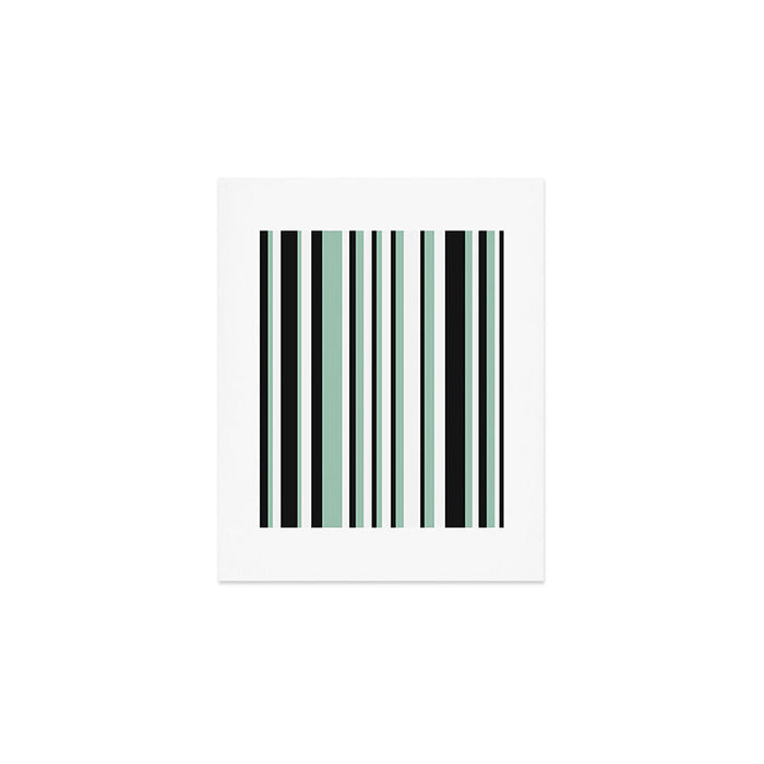 Classic Stripes XII - Mint, Black and White Art Print Gallery Image 1