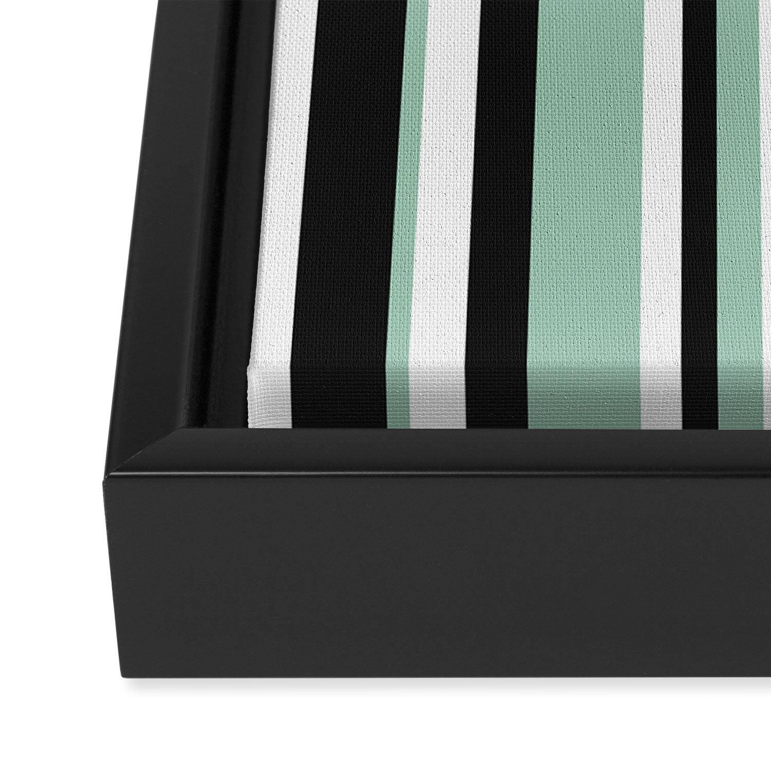 Classic Stripes XII - Mint, Black and White Framed Canvas Print Gallery Image 3