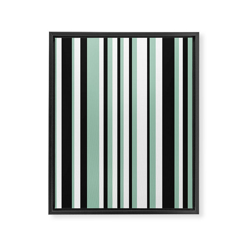 Classic Stripes XII - Mint, Black and White Framed Canvas Print Gallery Image 6