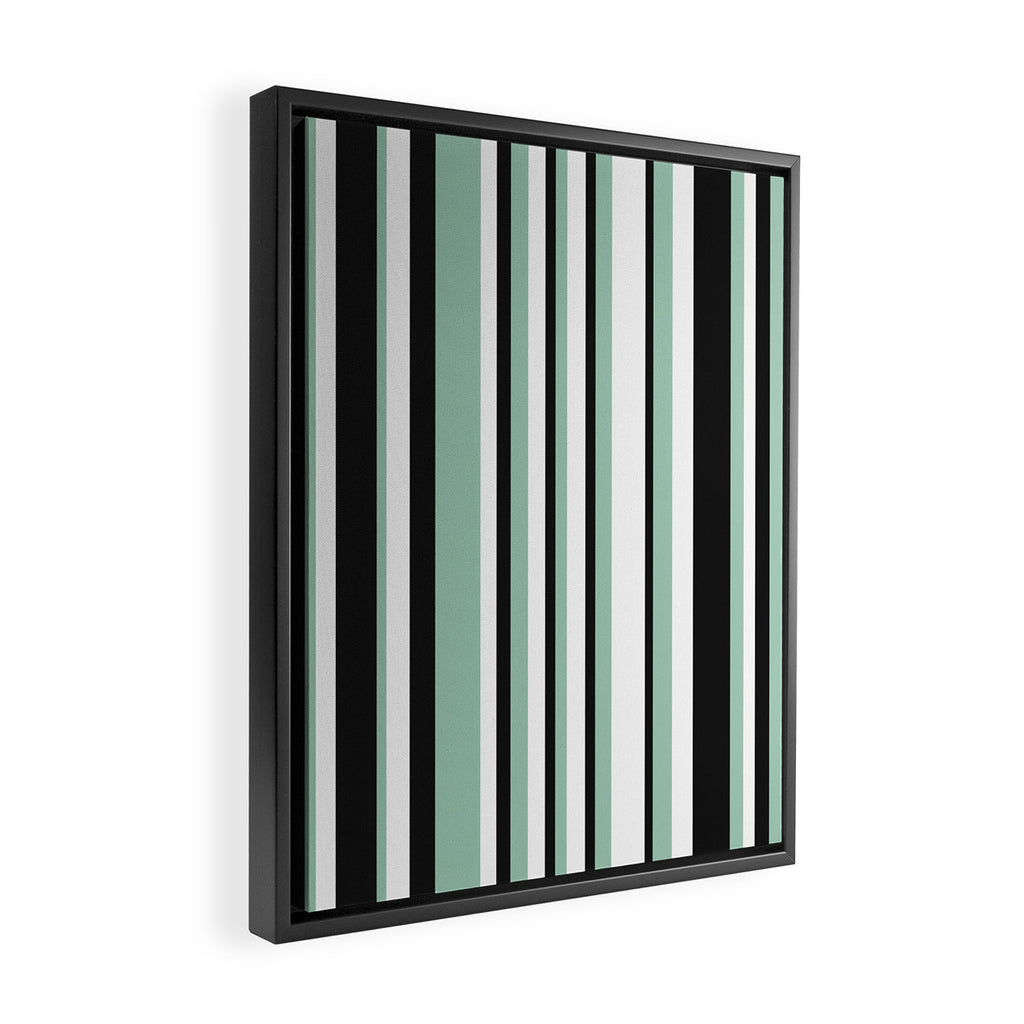 Classic Stripes XII - Mint, Black and White Framed Canvas Print Gallery Image 2