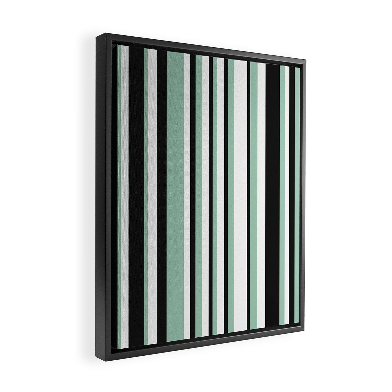 Classic Stripes XII - Mint, Black and White Framed Canvas Print Gallery Image 2