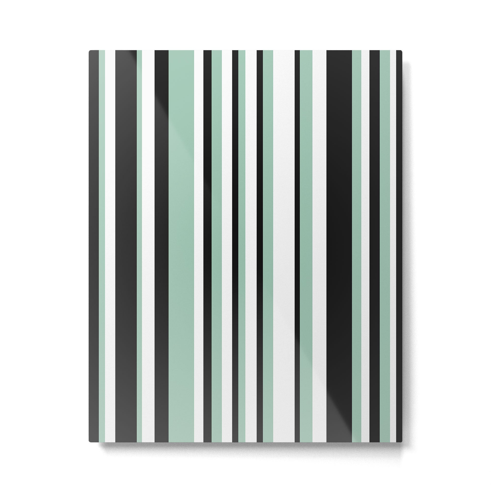 Classic Stripes XII - Mint, Black and White Metal Print Gallery Image 4