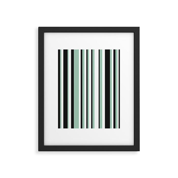 Classic Stripes XII - Mint, Black and White Framed Art Print Gallery Image 1