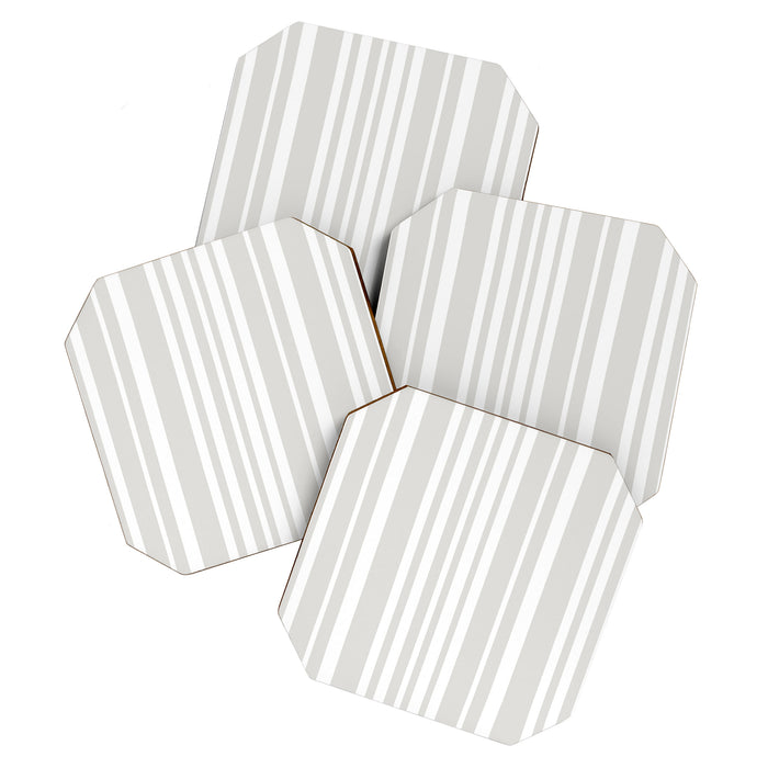 Classic Stripes XLII - Grey and White Coaster Gallery Image 1
