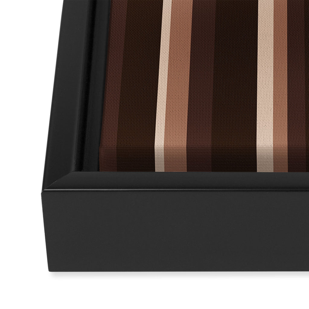 Classic Stripes XLIX - Mocha Coffee Framed Canvas Print Gallery Image 3