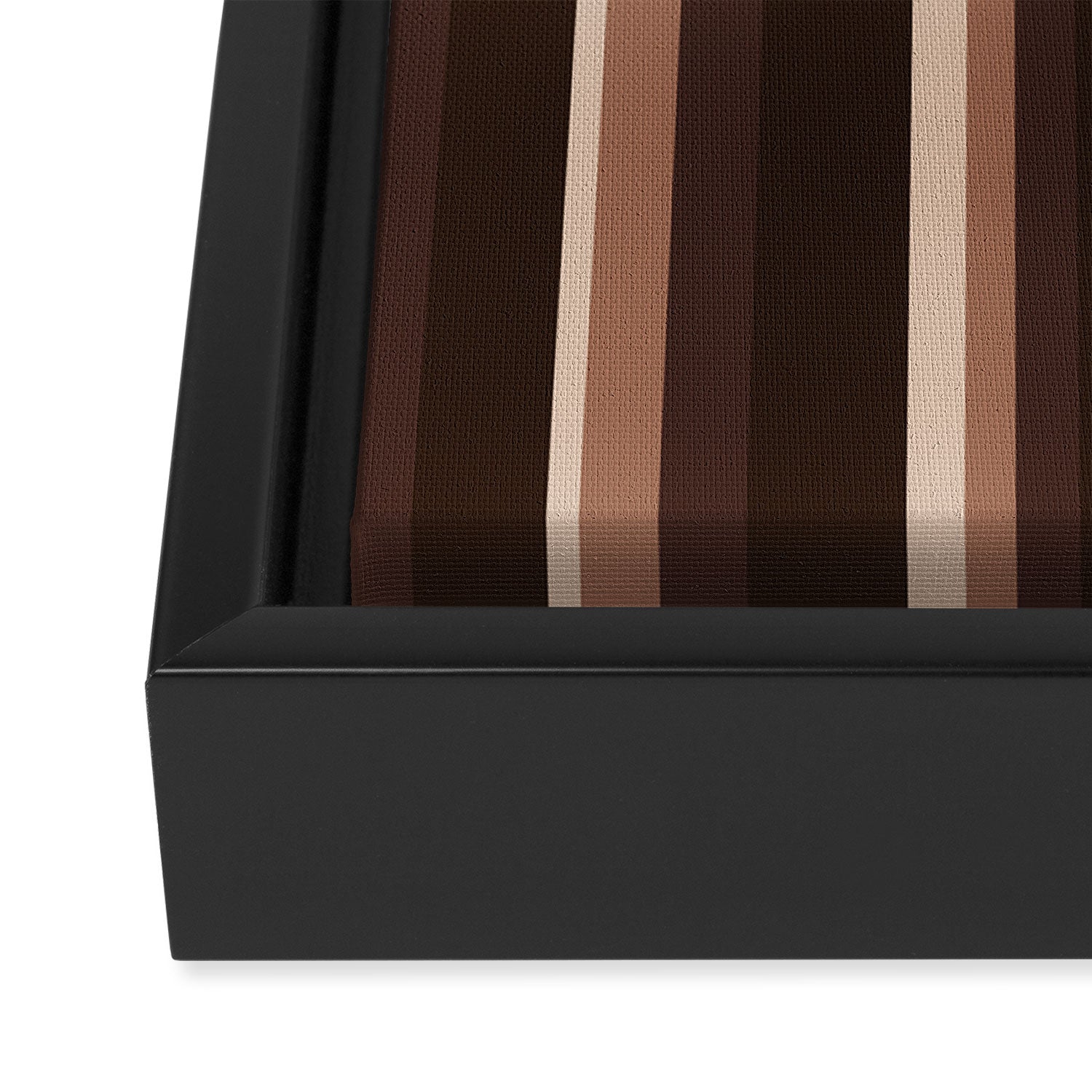 Classic Stripes XLIX - Mocha Coffee Framed Canvas Print Gallery Image 3