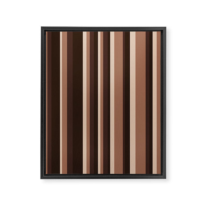 Classic Stripes XLIX - Mocha Coffee Framed Canvas Print Gallery Image 6
