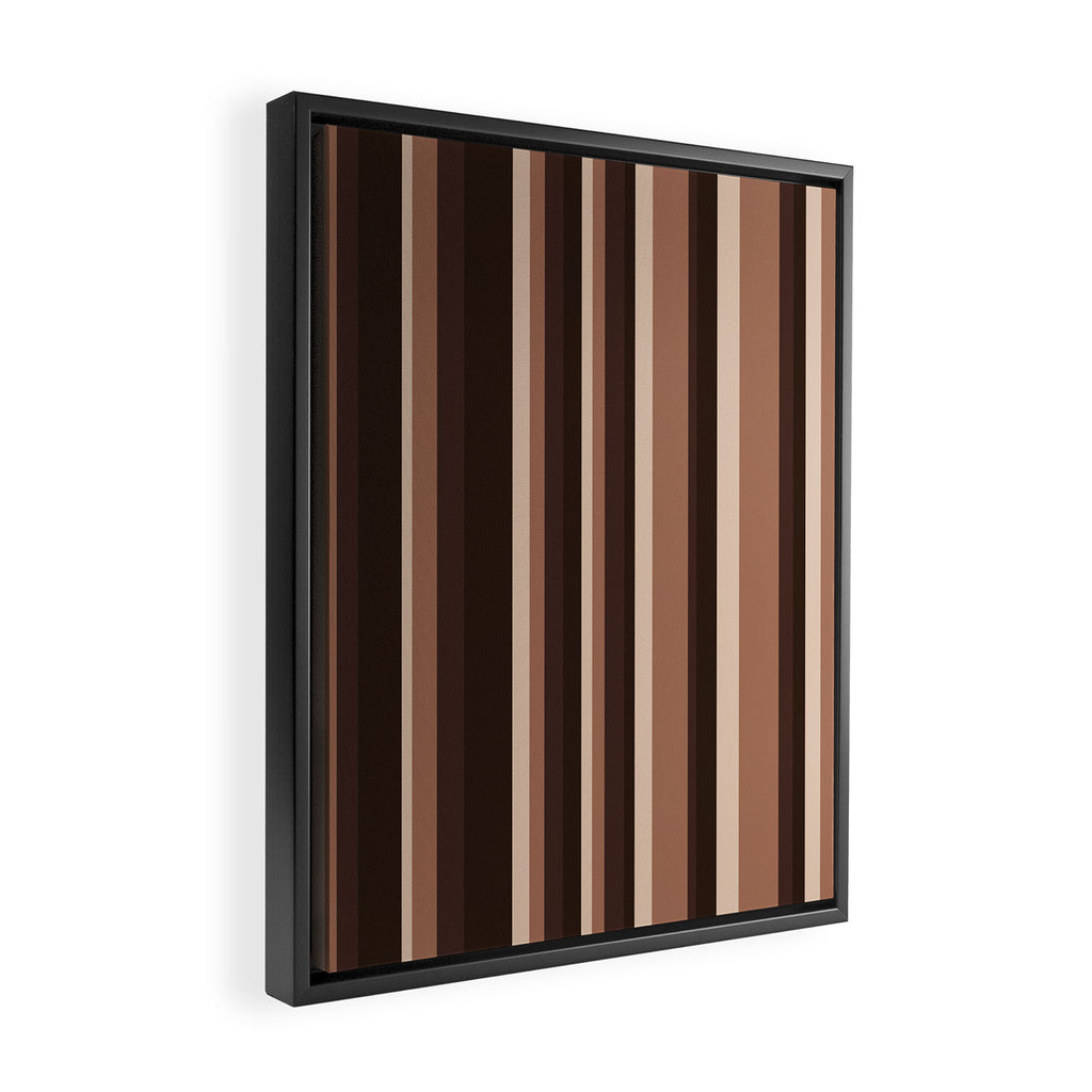 Classic Stripes XLIX - Mocha Coffee Framed Canvas Print Gallery Image 2