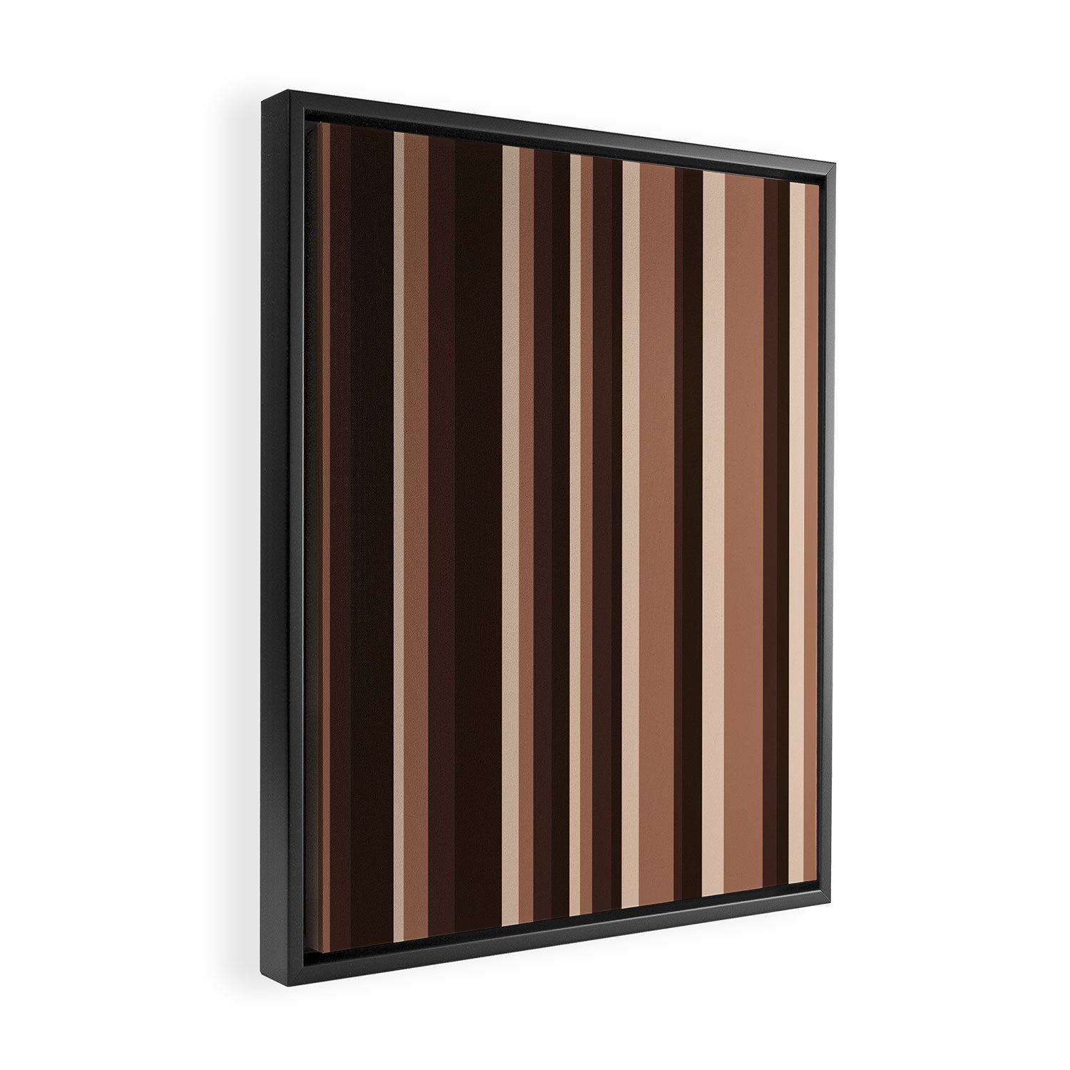 Classic Stripes XLIX - Mocha Coffee Framed Canvas Print Gallery Image 2
