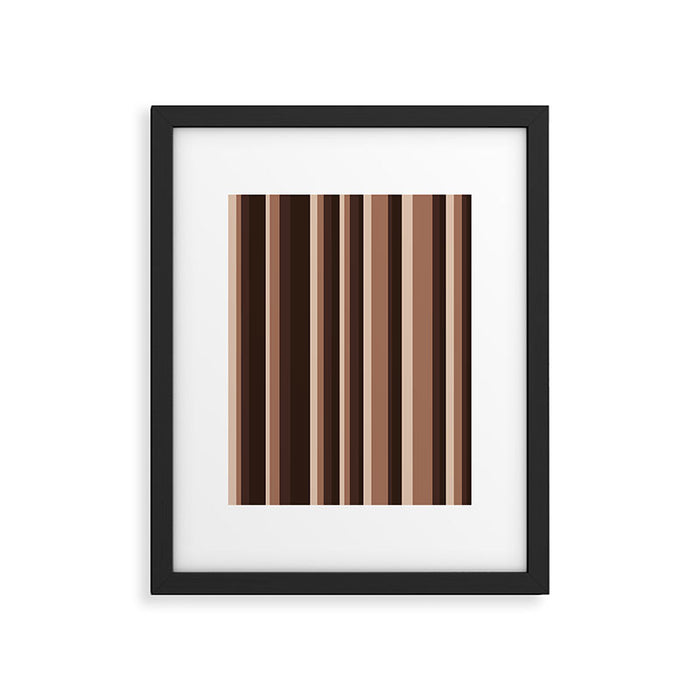 Classic Stripes XLIX - Mocha Coffee Framed Art Print Gallery Image 1