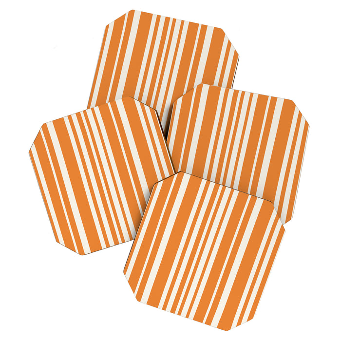 Classic Stripes XLVI - Retro Orange Coaster Gallery Image 1