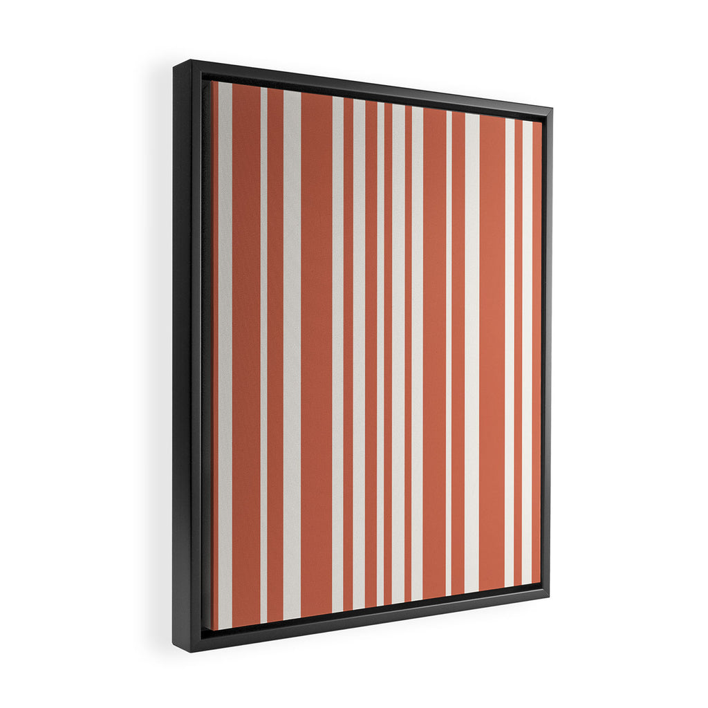 Classic Stripes XLVII - Brick Red Framed Canvas Print Gallery Image 2
