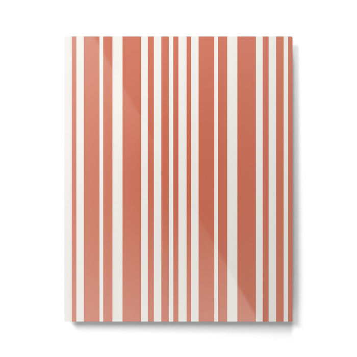 Classic Stripes XLVII - Brick Red Metal Print Gallery Image 1