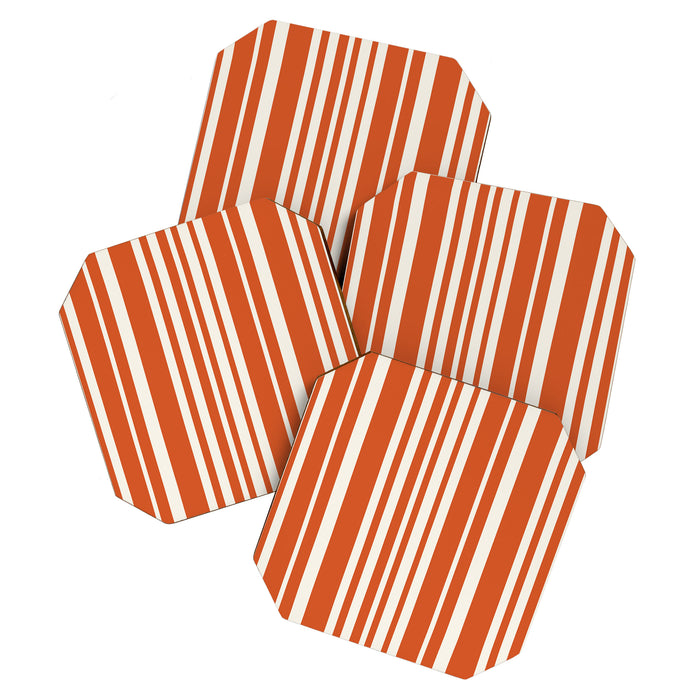 Classic Stripes XLVIII - Bright Retro Red Coaster Gallery Image 1