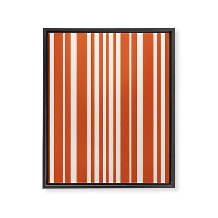 Classic Stripes XLVIII - Bright Retro Red Framed Canvas Print Gallery Image 1