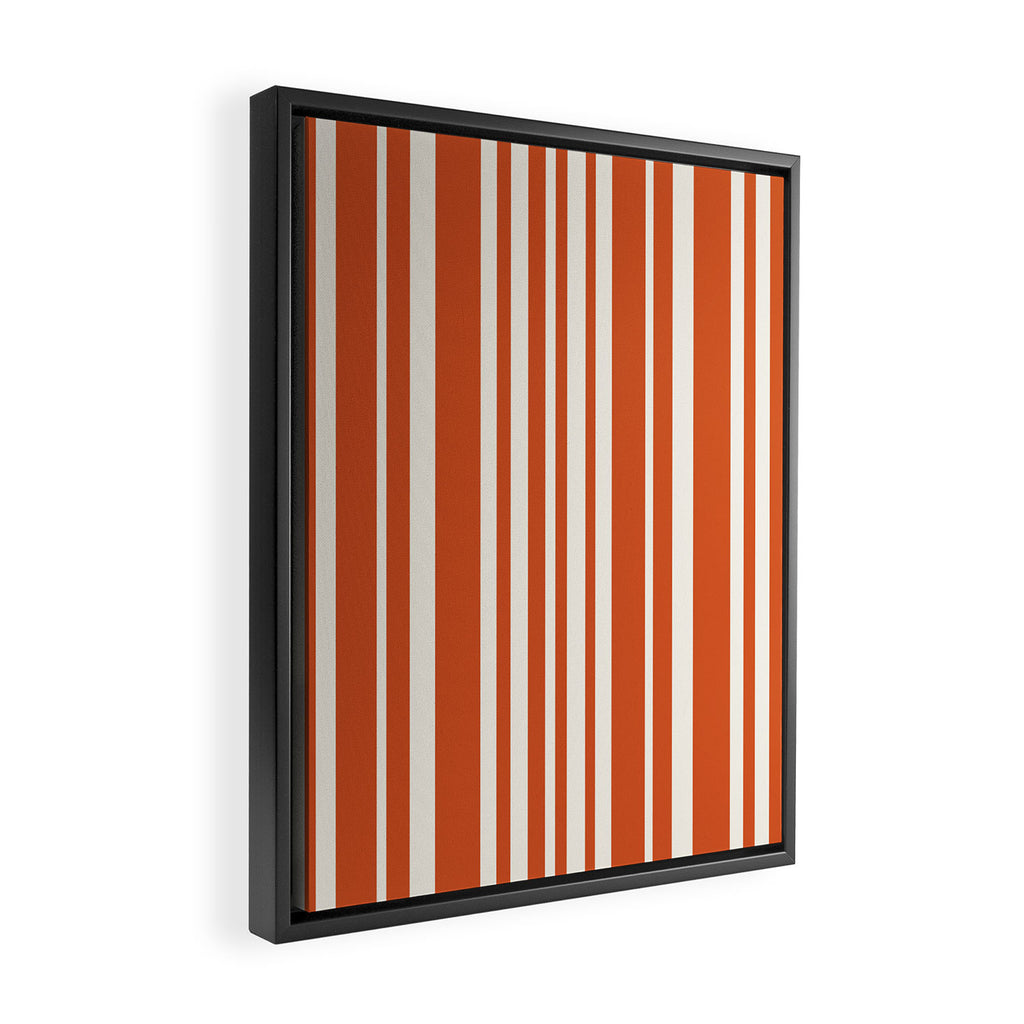 Classic Stripes XLVIII - Bright Retro Red Framed Canvas Print Gallery Image 2